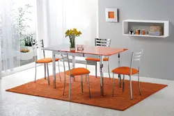 Orange chairs for the kitchen in the interior