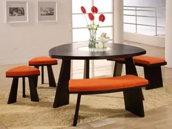 Orange chairs for the kitchen in the interior