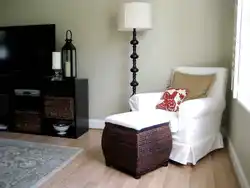 Armchair With Floor Lamp In The Bedroom Interior