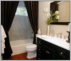 Black Curtain For The Bathroom In The Interior