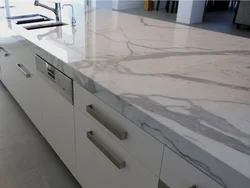 Milanese marble countertop in the kitchen interior