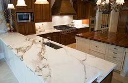 Milanese marble countertop in the kitchen interior