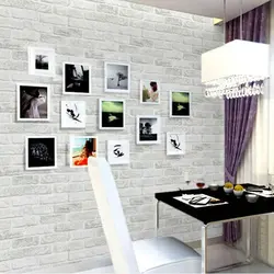 White Brick Wallpaper In The Kitchen Interior