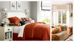 Gray And Orange In The Bedroom Interior