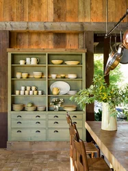 Wooden Cabinet In The Kitchen Interior