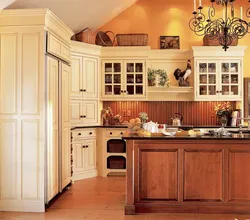 Wooden cabinet in the kitchen interior