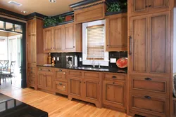 Wooden cabinet in the kitchen interior