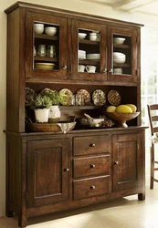 Wooden cabinet in the kitchen interior
