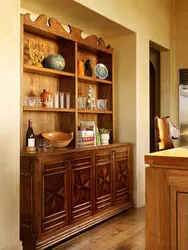 Wooden cabinet in the kitchen interior