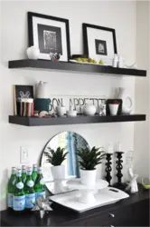 White Shelves In The Kitchen Interior