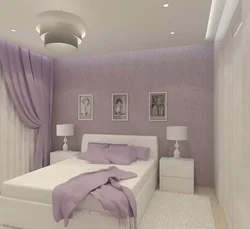 Бежевый с фиолетовым в интерьере спальни