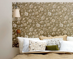 Wallpaper panel in the bedroom interior