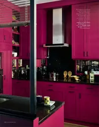 Blue and pink in the kitchen interior