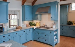 Blue and pink in the kitchen interior