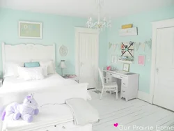 Pink and blue in the bedroom interior