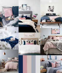 Pink and blue in the bedroom interior