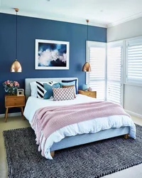 Pink and blue in the bedroom interior