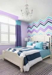 Pink and blue in the bedroom interior