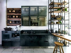 Metal and glass in the kitchen interior