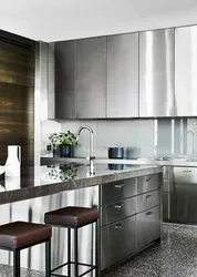 Metal and glass in the kitchen interior