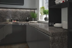 Black Marble Countertop In The Kitchen Interior