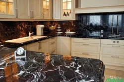 Black Marble Countertop In The Kitchen Interior