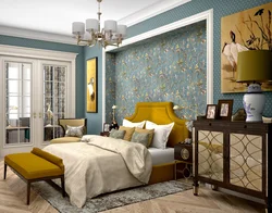 Blue And Yellow In The Bedroom Interior