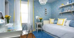 Blue And Yellow In The Bedroom Interior