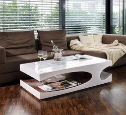 White coffee table in the living room interior