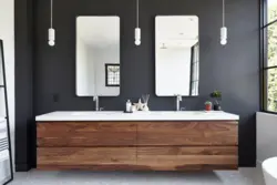 Wood Cabinet In The Bathroom Interior
