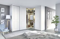 White Corner Wardrobe In The Bedroom Interior