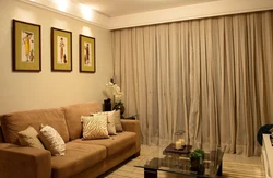 Curtains For A Beige Sofa In The Living Room Interior