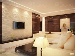 Gypsum panels in the interior of a living room with a TV