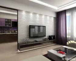 Gypsum panels in the interior of a living room with a TV