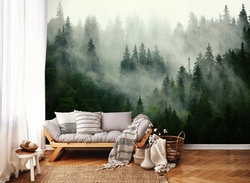 Photo Wallpaper Forest In The Fog In The Bedroom Interior