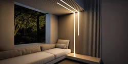 Wall Panels With Lighting In The Living Room Interior