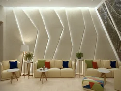 Wall panels with lighting in the living room interior