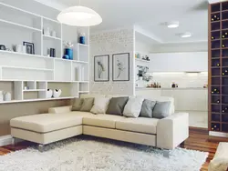 Living Room With A Wall In The Interior And A Sofa