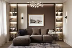 Living room with a wall in the interior and a sofa