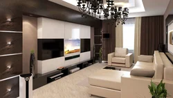 Living Room With A Wall In The Interior And A Sofa