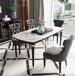 Table With Black Legs In The Kitchen Interior
