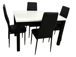 Table with black legs in the kitchen interior