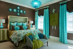 Sea ​​wave curtains in the bedroom interior
