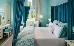 Sea ​​wave curtains in the bedroom interior