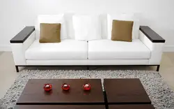 Sofa with one armrest in the living room interior
