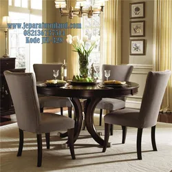 Table and chairs in the interior of the kitchen living room