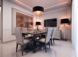 Kitchen Interior With Dark Table And Chairs