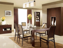 Kitchen interior with dark table and chairs