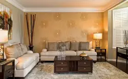 Combination of furniture and wallpaper in the living room interior