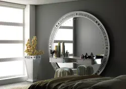 Mirror with lighting in the living room in the interior of the living room